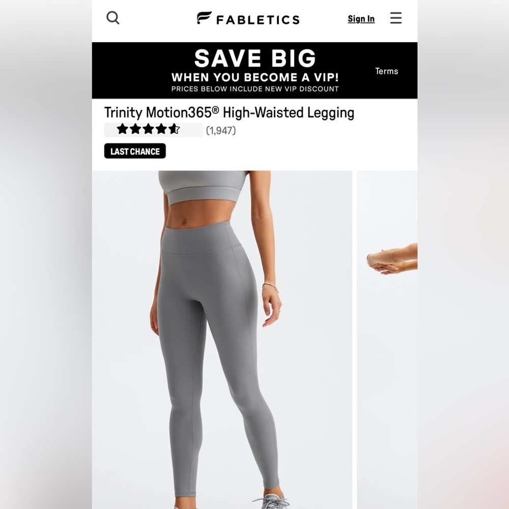 Fabletics Trinity Motion365® High-Waisted Legging size S